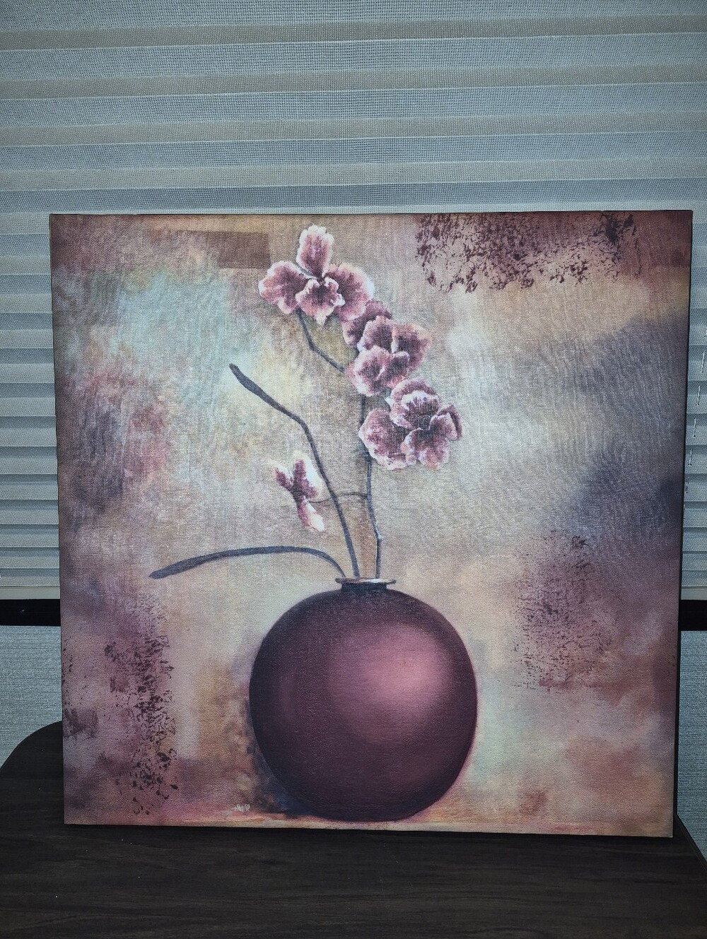 Floral Vase Canvas Wall Art in Mauve and Blush